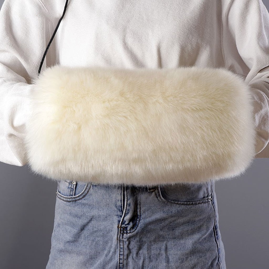 Furry Plush Hand Muffs for Women Girl Lightweight Thicken Faux Furs Warm Hand Muff Winter Outdoor Hiking Hand Warmers