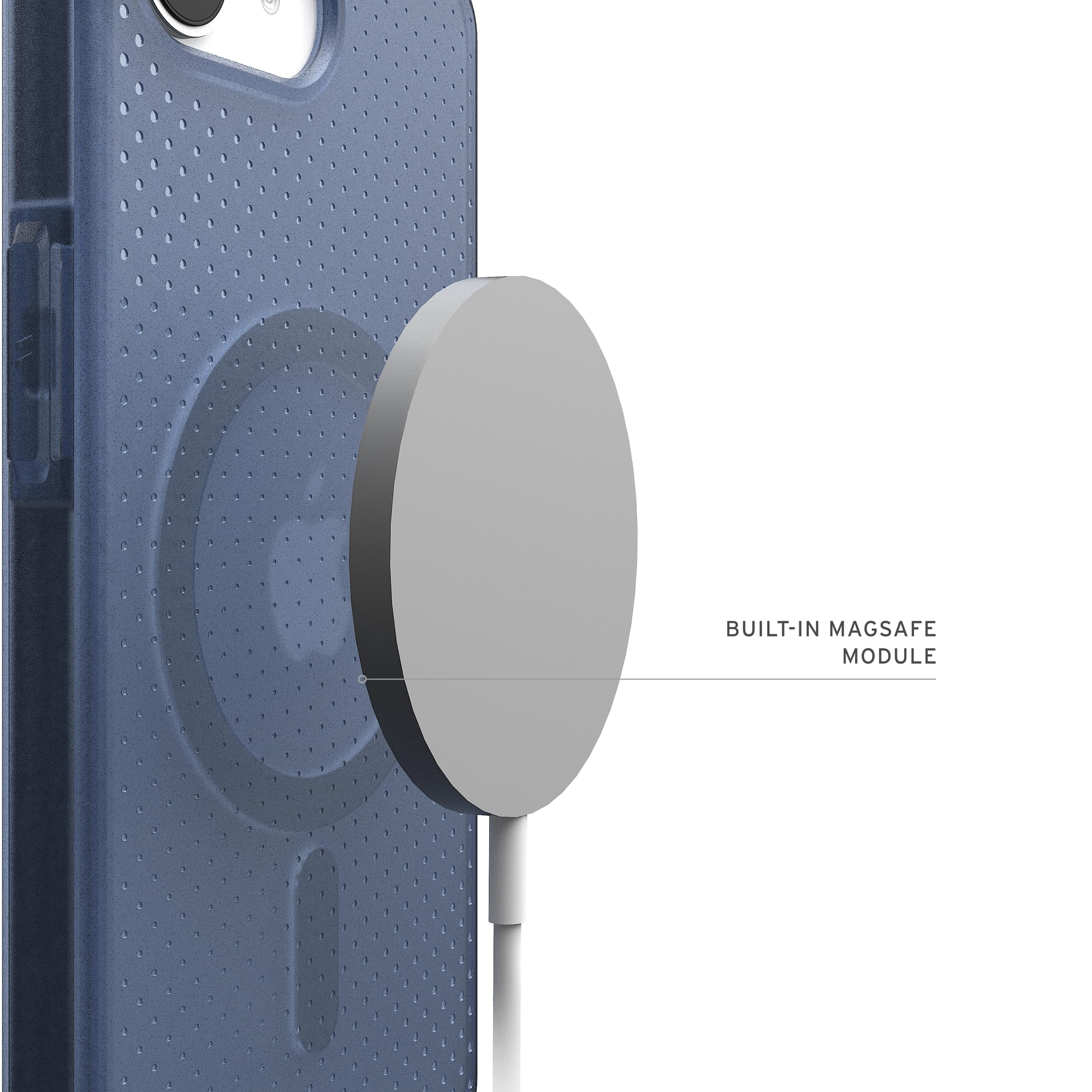 UAG iPhone 17e / iPhone 16e Case Dot - Compatible with MagSafe Rugged Lightweight Textured Clear Military Grade Drop Proof Protective Cover, Cloud Blue