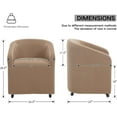 thumbnail image 3 of Guyou Velvet Barrel Chairs, 24.5" Wide Accent Chairs for Living Room & Dining Room, Genuine Leather Lounge Chairs, Khaki, 3 of 8