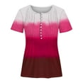thumbnail image 4 of HAPIMO Women's Clearance Gradient Pullovers Summer Short Sleeve Tees Loose Tops Dressy Tunic Casual Workout Pleated Shirts Relaxed Trendy V Neck Button Blouses for Girls Pink XXL, 4 of 4