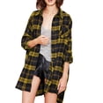 thumbnail image 1 of Nuevo otoño mujer camisa de tartán a cuadros de gran tamaño botones bolsillo cuello vuelto manga MABOTO Camisa, 1 of 7