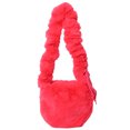 thumbnail image 1 of Bolsa De Cordón De Felpa Bolso Mujer Hombro Mullido Piel Sintética Color Sólido Señoras Ocio Rosa Rojo Rojo, 1 of 9
