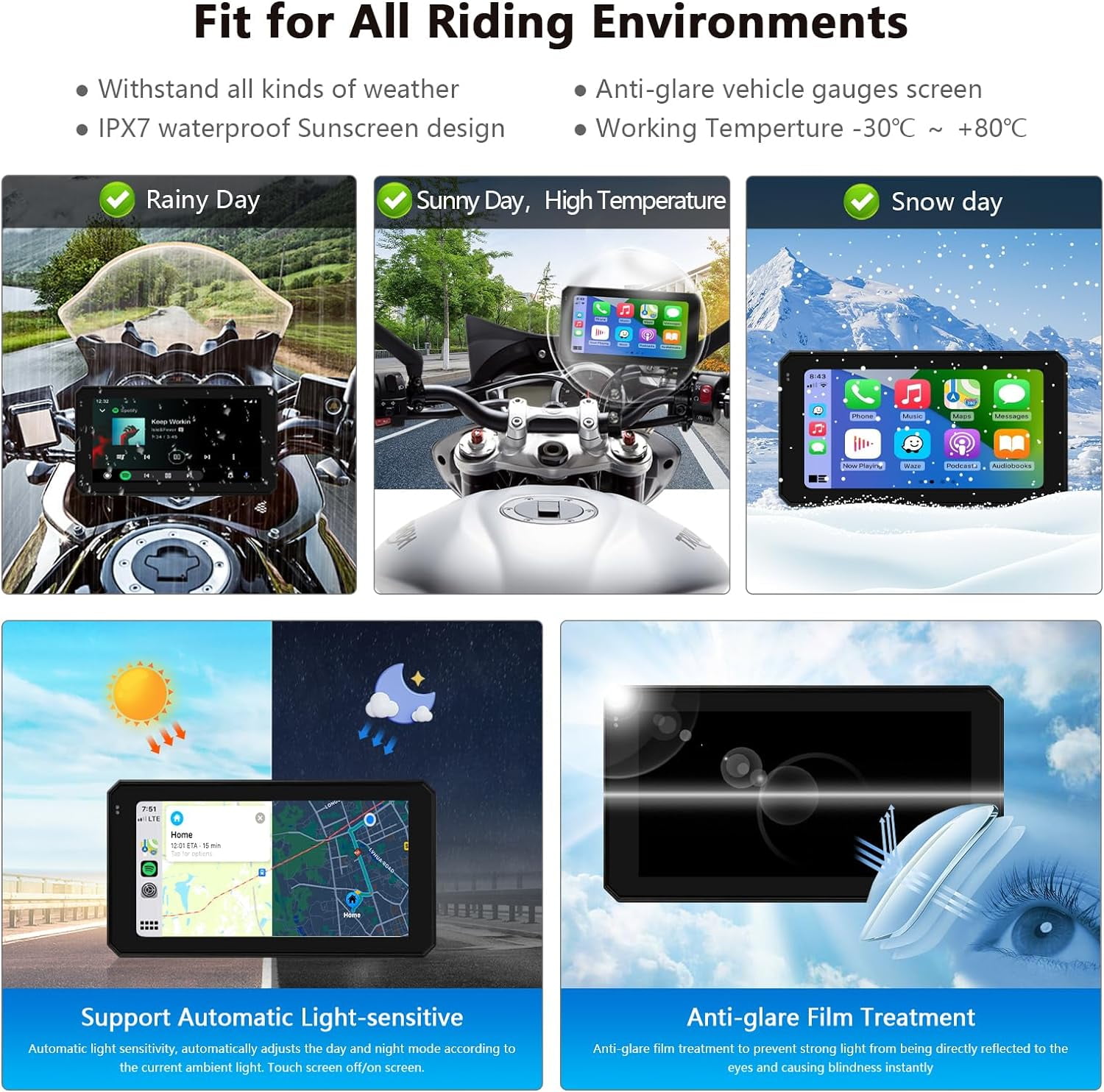 Otwoo Special Motorcycle Navigator 5 Inch Touch Screen Wireless Apple  Carplay/android Auto Ipx7 Waterproof Tire Pressure Display Hot