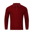 thumbnail image 1 of Camiseta de manga larga con solapa para hombre, camisetas lisas informales para vacaciones, uso diario y negocios informales, 1 of 4