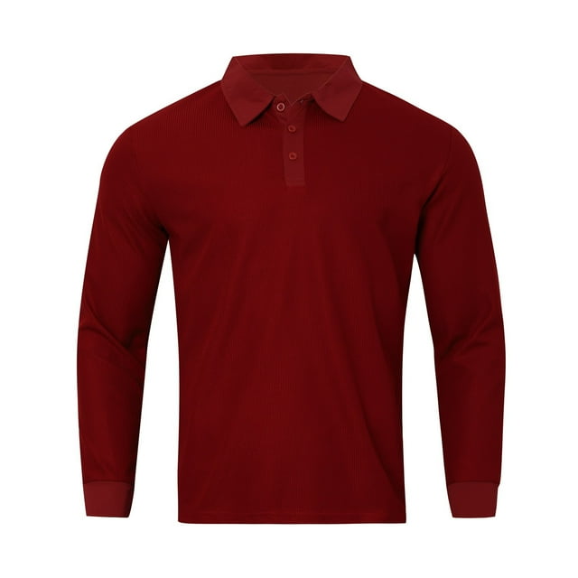 Camiseta de manga larga con solapa para hombre, camisetas lisas informales para vacaciones, uso diario y negocios informales
