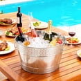 thumbnail image 3 of 1PC Beverage Tub Large Ice Bucket for Parties, Thick Metal Galvanized Tub Drink Buckets, Beverage Bucket with Handles, Drink Bucket for Indoor & Outdoor Party (Sliver), 3 of 7