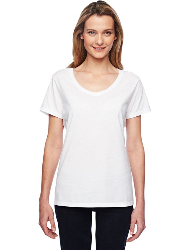 Hanes 42V0 Xtemp Ladies V-Neck T-Shirt - White - Small - Walmart.com