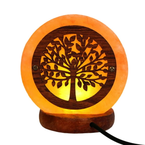 LED Night Light with Wood Base Crystal Salt Rock Lamp LED Atmosphere Lamp Table Light Home Bedroom Decoration