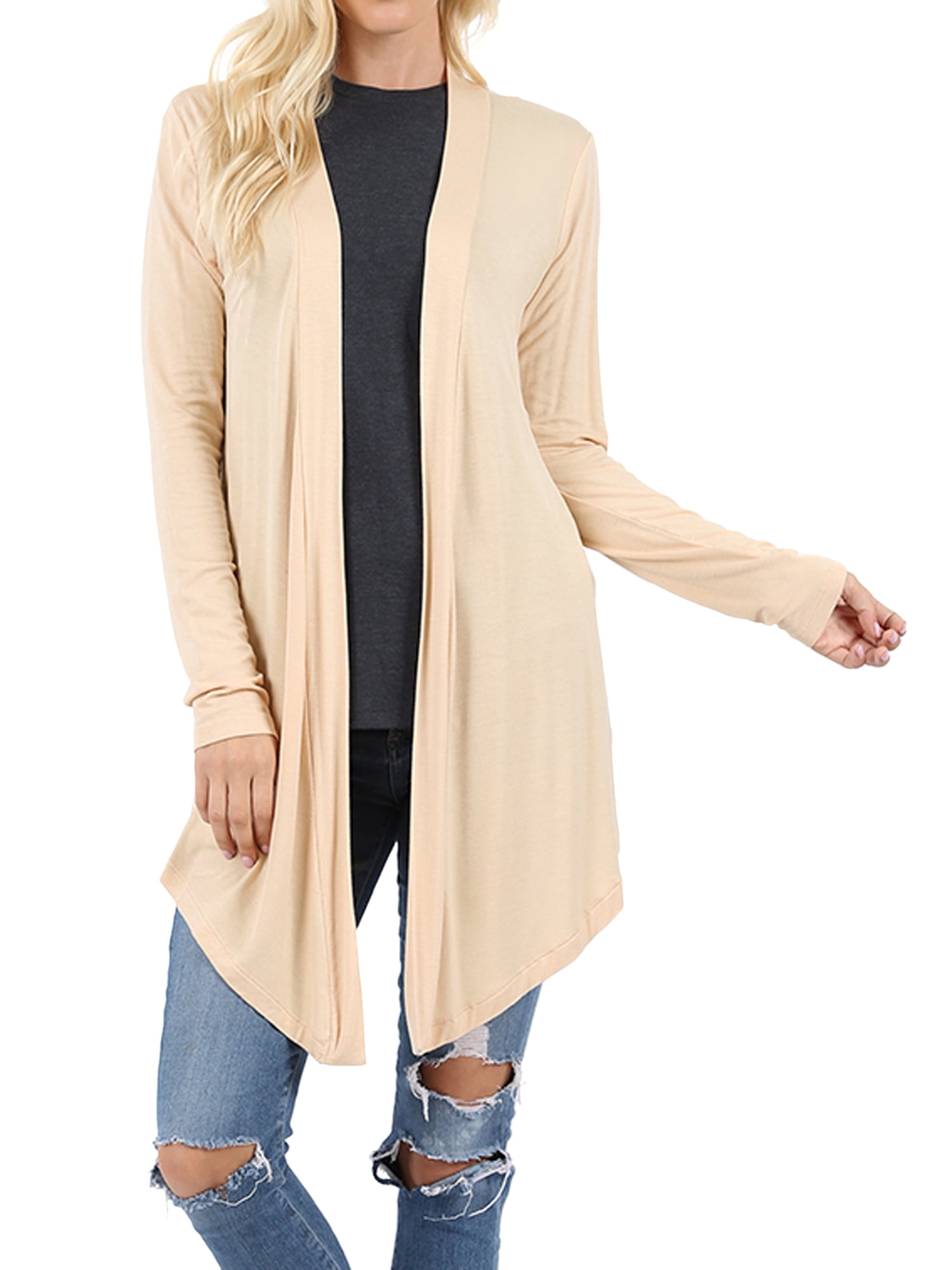 TheLovely Women & Plus Draped Open Front Long Sleeve Flowy Light
