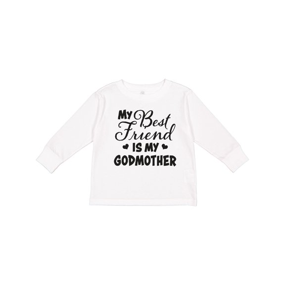 Inktastic My Best Friend is My Godmother with Hearts Boys or Girls Long Sleeve Toddler T-Shirt