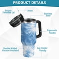 thumbnail image 4 of 30oz insulated car cup with handle and straw suitable for all ages Stainless steel vacuum insulated cup. Warm Blue Tie-dye Pattern, 4 of 10