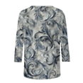 thumbnail image 5 of Craaazy Women's Cozy 3/4 Sleeve Floral Prints Round Neck Loose Summer T-shirts Gifts, 5 of 5