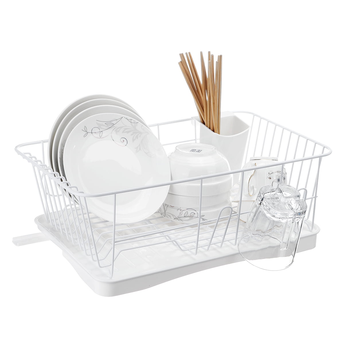 3 Piece Set Dish Rack, Large Dish Drainer, Black (17'' x 10'' x 6