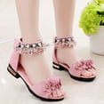 thumbnail image 2 of Sopiago Girls Sandals Low Heels Dress Pumps Ankle Strap Open Toe Flower Wedding Party Dress Shoes Girls Pink,11 (Little Kid/Big Kid), 2 of 7