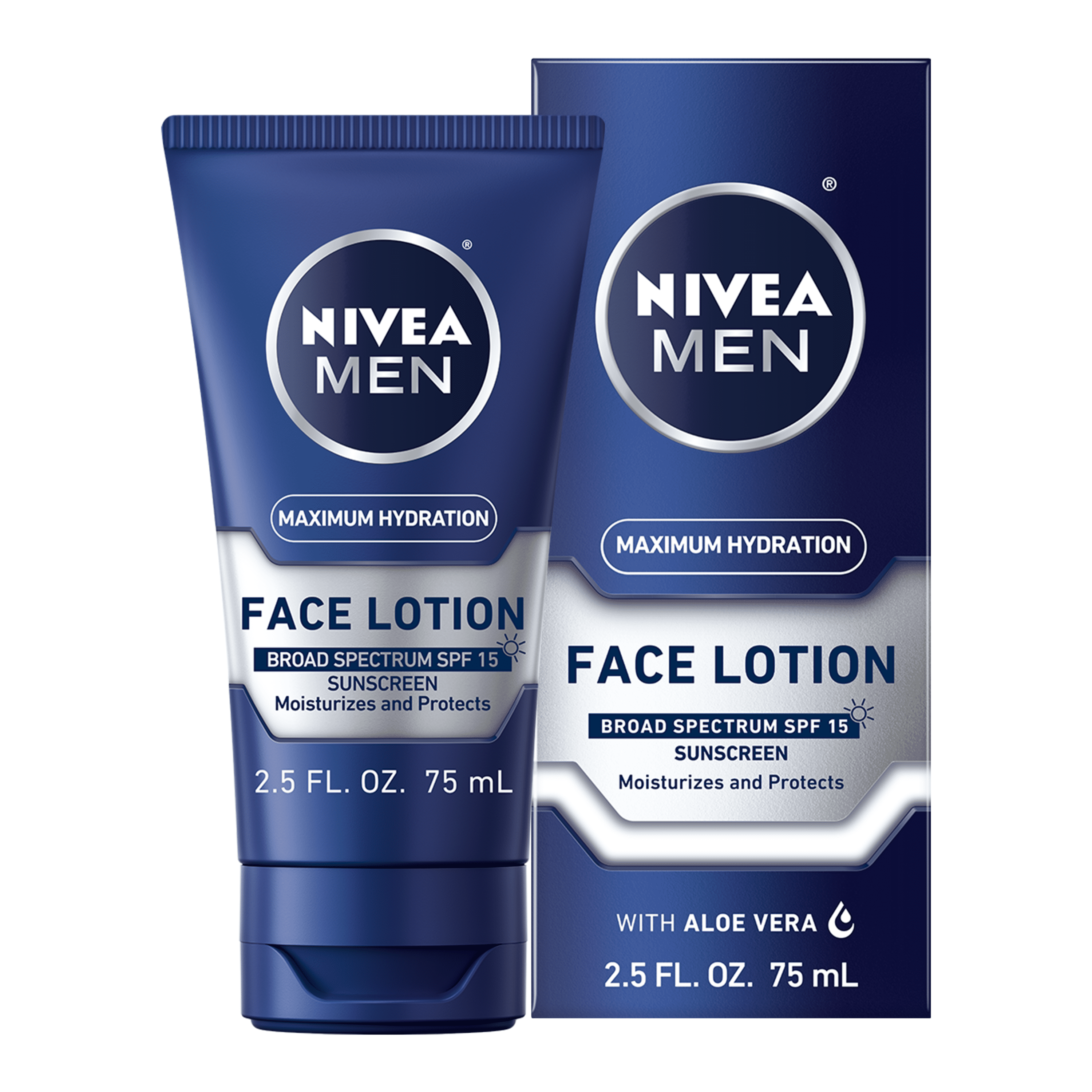 NIVEA MEN Maximum Hydration Face Lotion with Broad Spectrum SPF 15 Sunscreen, 2.5 Fl Oz Tube