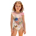 thumbnail image 4 of Girls Swimsuit Size 6-7 One Piece Swimsuit Summer Patriotic American Flag Butterfly Swimsuits Swimming Flutter Sleeve Beach Vacation Happy Festival Girls Bathing Suit Pink 9-10 Years, 4 of 7