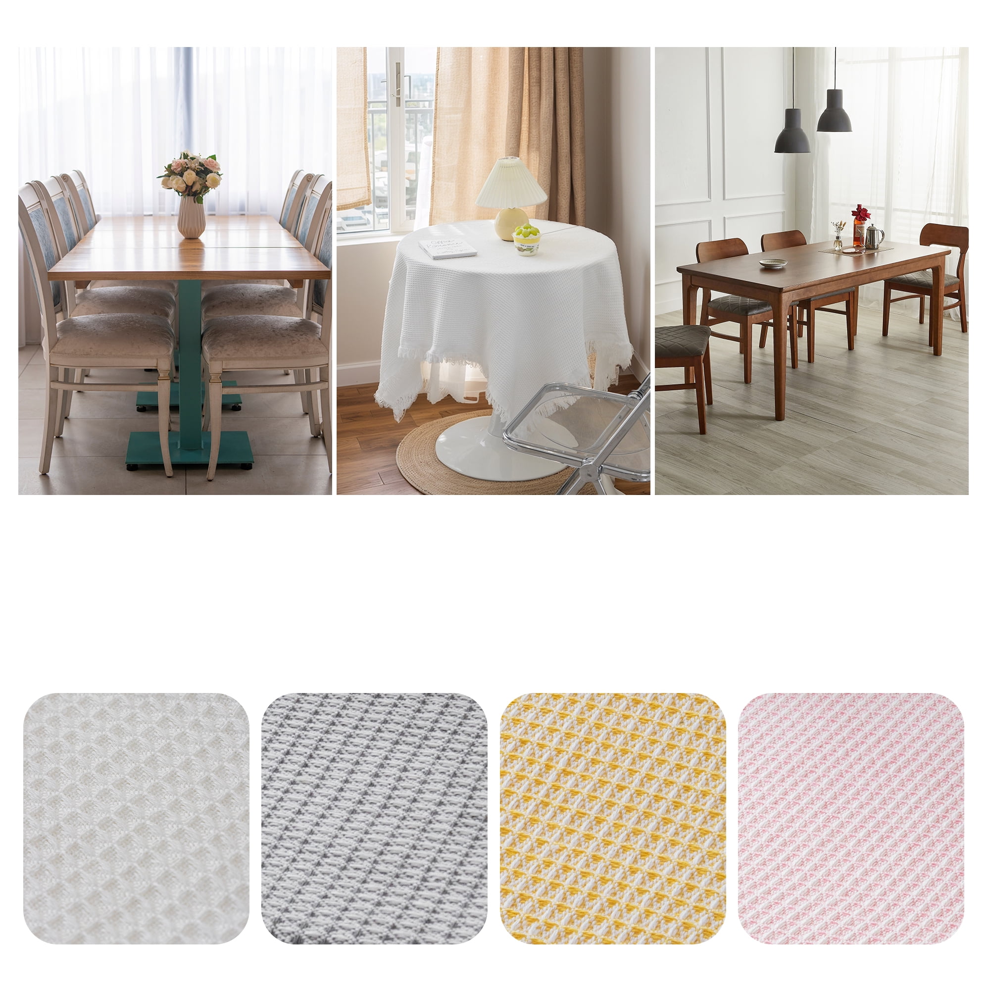 Unique Bargains Waffle Table Cover for Indoor and Outdoor Beige 45.3"x33.5"