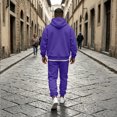 thumbnail image 4 of Streetwear Men Basic Tracksuit Plain Oversized Hoodie & Simple Cuffed Joggers Pants Workout Running Travel Office Casual 2 Piece Set Purple 2XL, 4 of 6