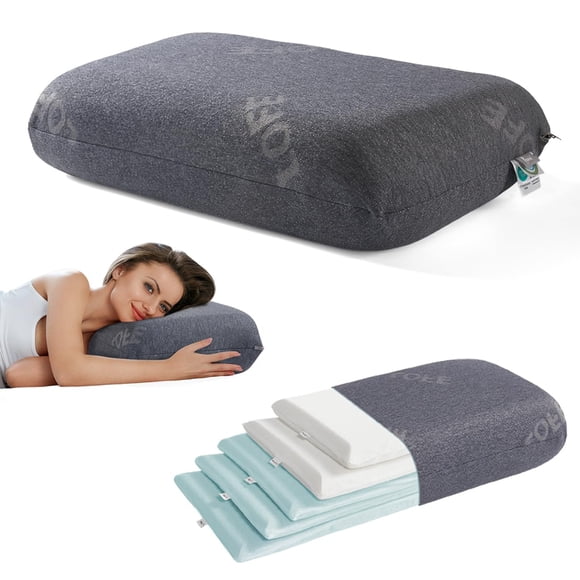 Almohada delgada ajustable de espuma viscoelástica LOFE, 10 alturas