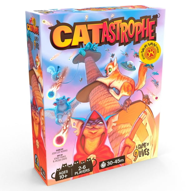 Juego de mesa Catastrophe A Game of 9 Lives con la expansión Paws Out