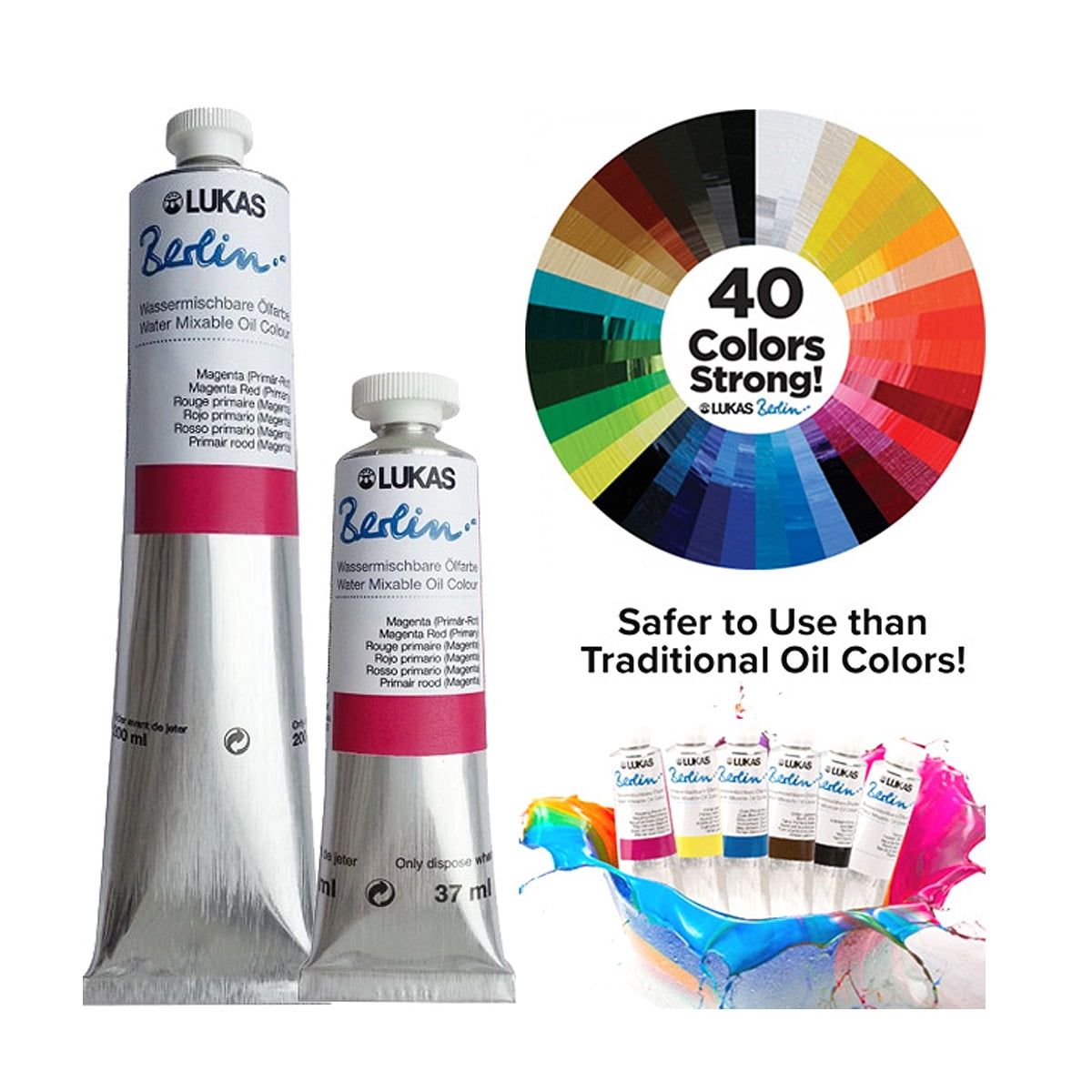 Lukas Berlin Artist Water Mixable Oil Paint Colors, Solvent Free,