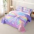thumbnail image 3 of spefrowx Sparkly Rainbow Bow Twin Quilt Set for Teens, Dreamy Glitter Star Print Twin Coverlet Set, 2-Piece, 3 of 7