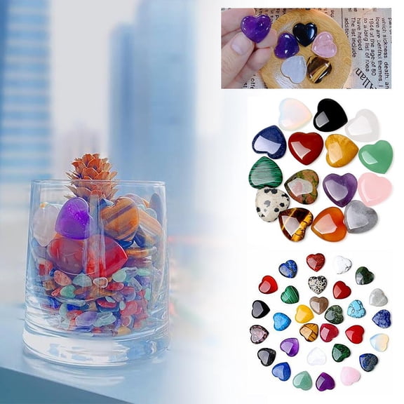 Up to 60% off! PawCasa PandaXun Heart Shaped Crystal Stones Natural Healing Crystals and Heart Stones Set Love Crystal Hearts Amethyst Rose Quartz Gemstones Valentines Day Gifts for Women Men