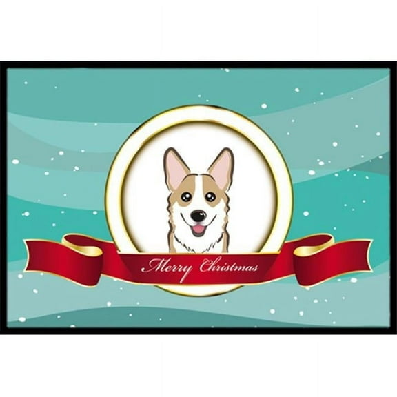 Caroline's Treasures BB1563MAT Sable Corgi Merry Christmas Door Mat, Indoor Rug or Outdoor Welcome Mat 18x27 Doormat ,