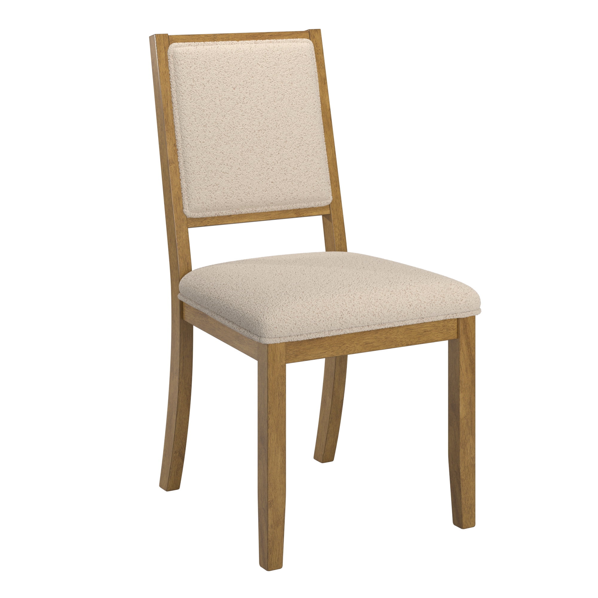 Weston Home Alta Wood Finish Cream Boucle Fabric Dining Chair, Set of 2, Oak Wash