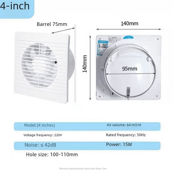 Ventilador de escape de 6 pulgadas para ventana de baño doméstico, ventilador de escape redondo de pared de 8 pulgadas para baño, 12 V, práctico