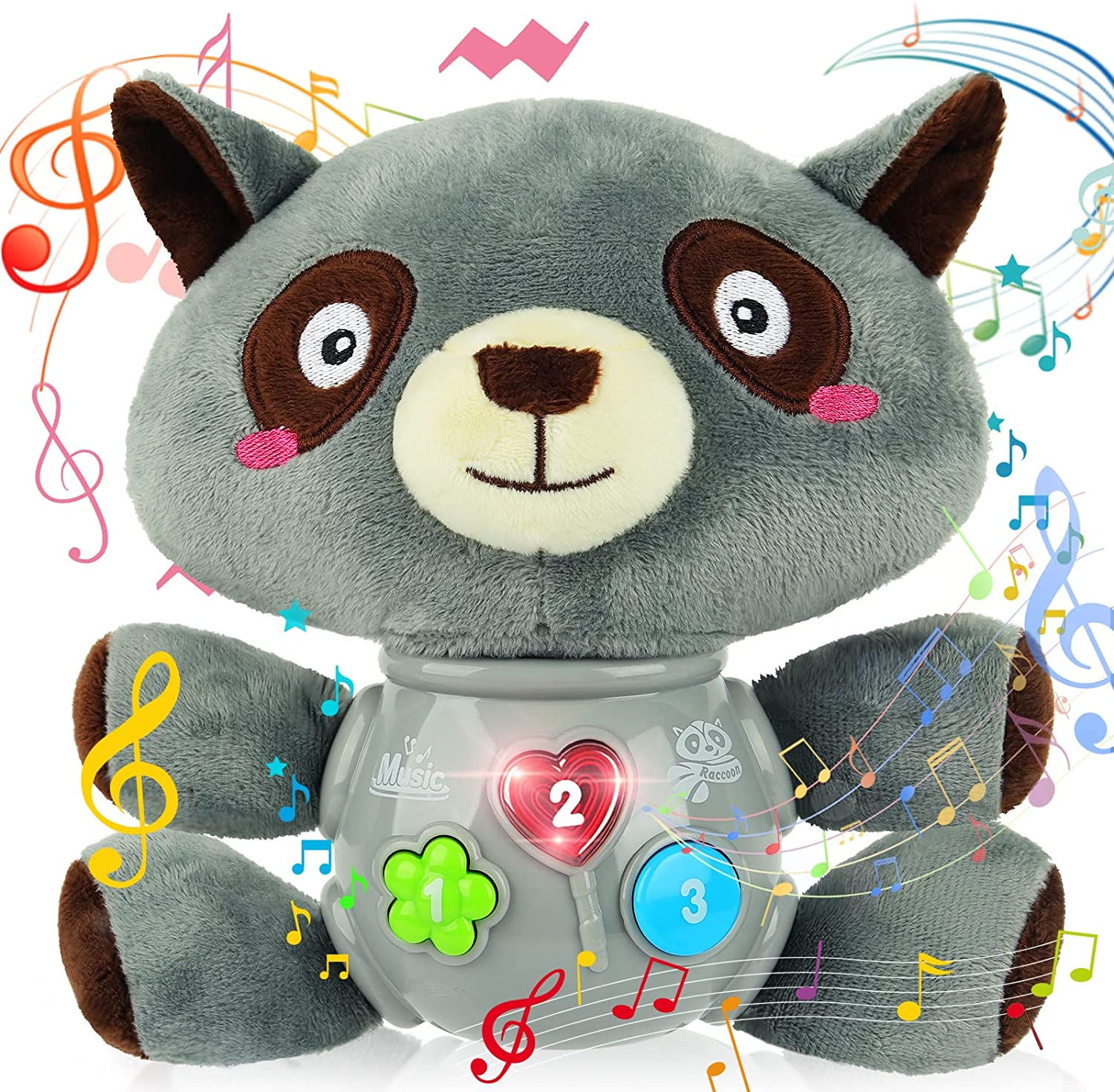 Vanmor Plush Racoon Baby Toys Newborn Baby Musical Toys for Baby 0 to