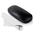 thumbnail image 1 of Funda para gafas Marvolia Hard Shell de piel sintética negra con tela, 1 of 7
