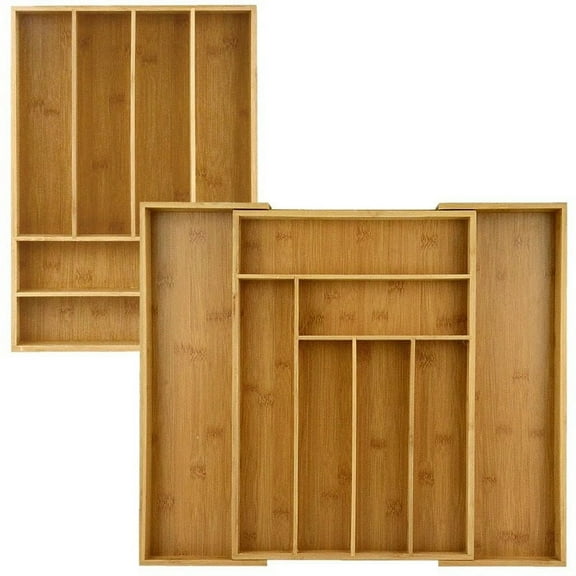 Heim Concept Expandable and Non-Extendable Bamboo Drawer Organizer Combo