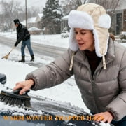 Unisex Winter Leather Trapper Hat Faux Fur,Windproof Pilot Cap Ushanka Russian Hats for Men Women