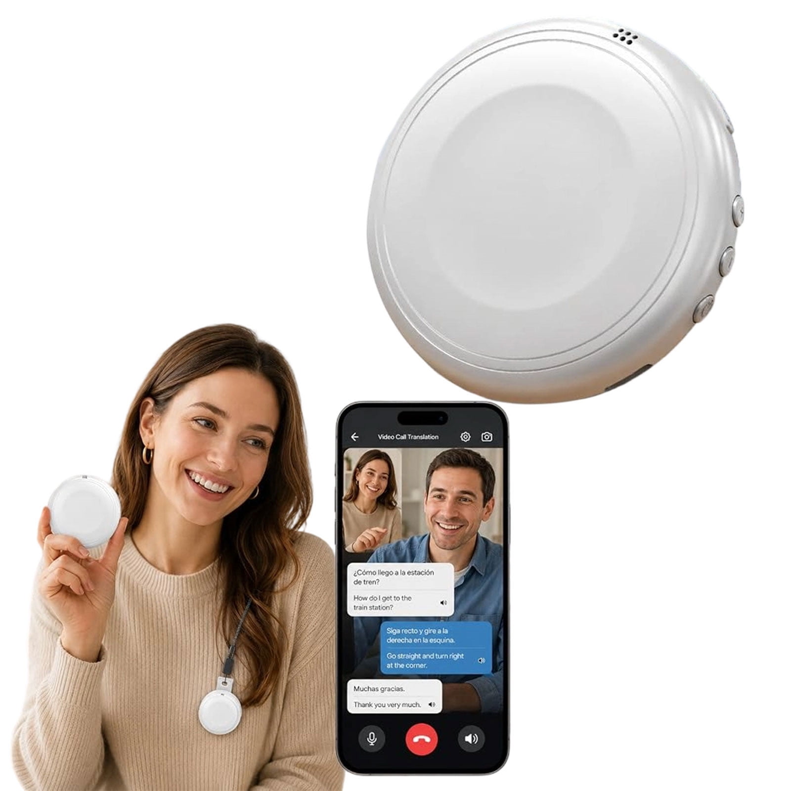 AI Real-Time Language Practice Companion, Smart Wearable Translator with 100+ Languages for Spanish & English Learning