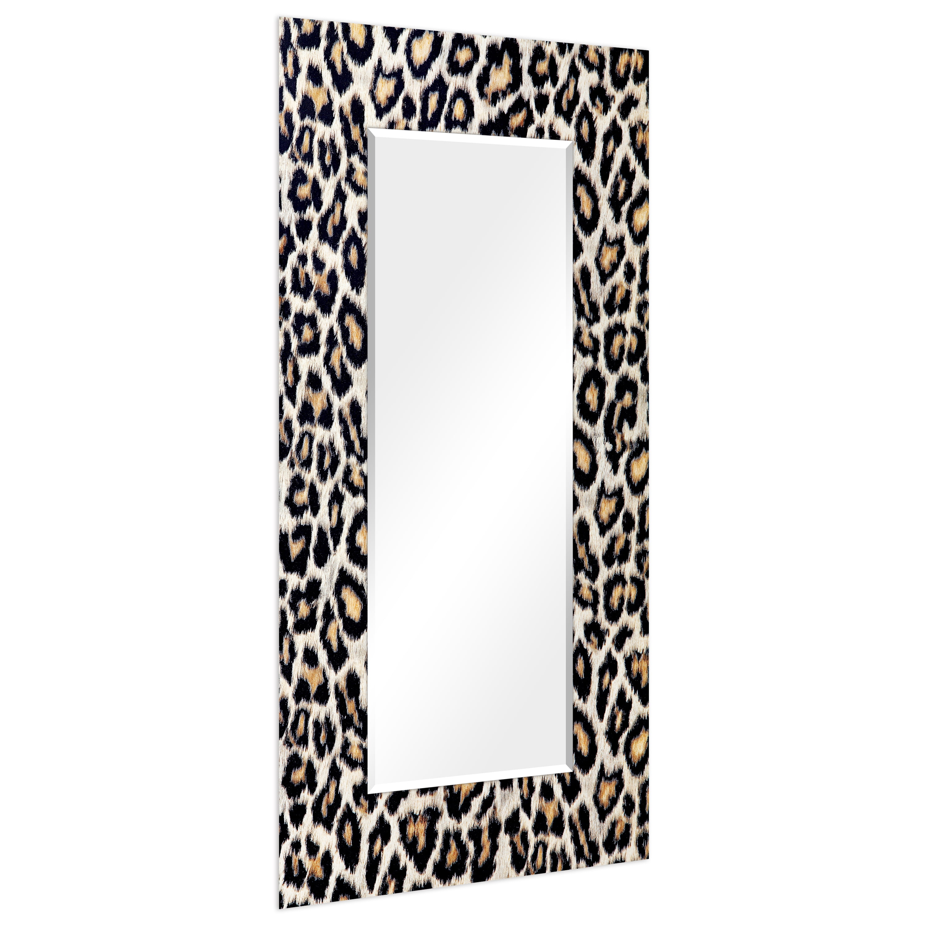 Empire Art Direct Leopard Rectangular Beveled Mirror on Free Floating Reverse Printed Tempered Art Glass, 72" x 36" x 0.4", Ready to Hang