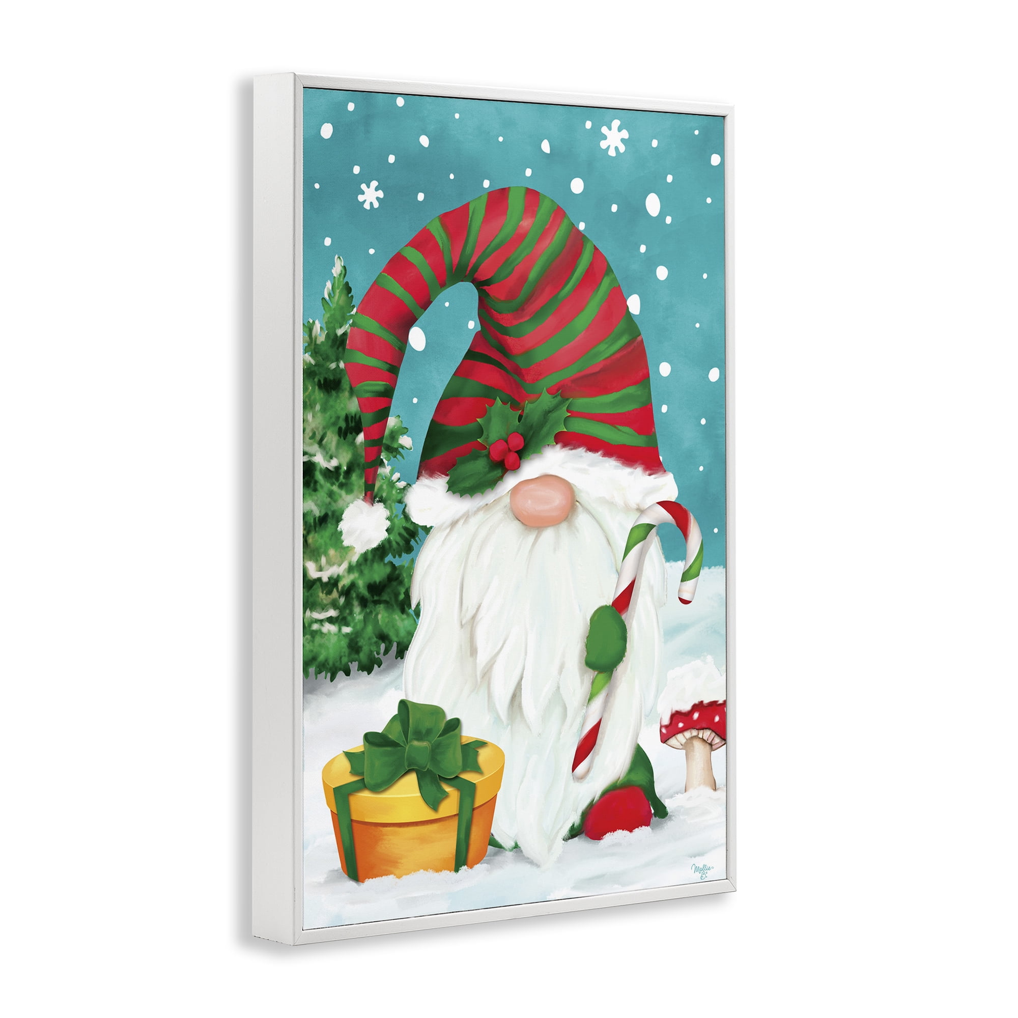 Stupell Industries Holiday Elf & Gifts Holiday Painting White Framed Art Print Wall Art, 20 x 30