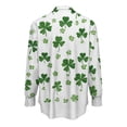 thumbnail image 4 of LEKWK St Patricks Day Shirt Women Striped Clover Print Blouses & Button-Down Shirts Lapel Collar Casual Tops Color Block Holiday Outfits, 4 of 5