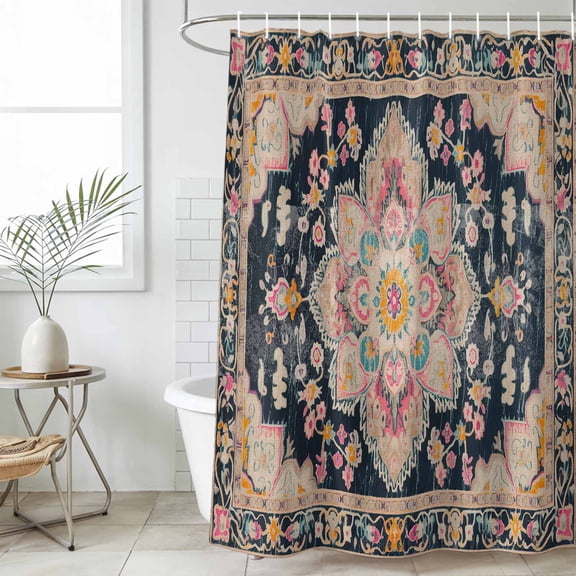 Vintage Boho Waterproof Fabric Shower Curtain,Middle Century Western Geometric Abstract Art Waterproof Fabric Shower Curtain for Bathroom Curtains Bathtubs Shower Curtains with 12 Hooks Stall 54x78in