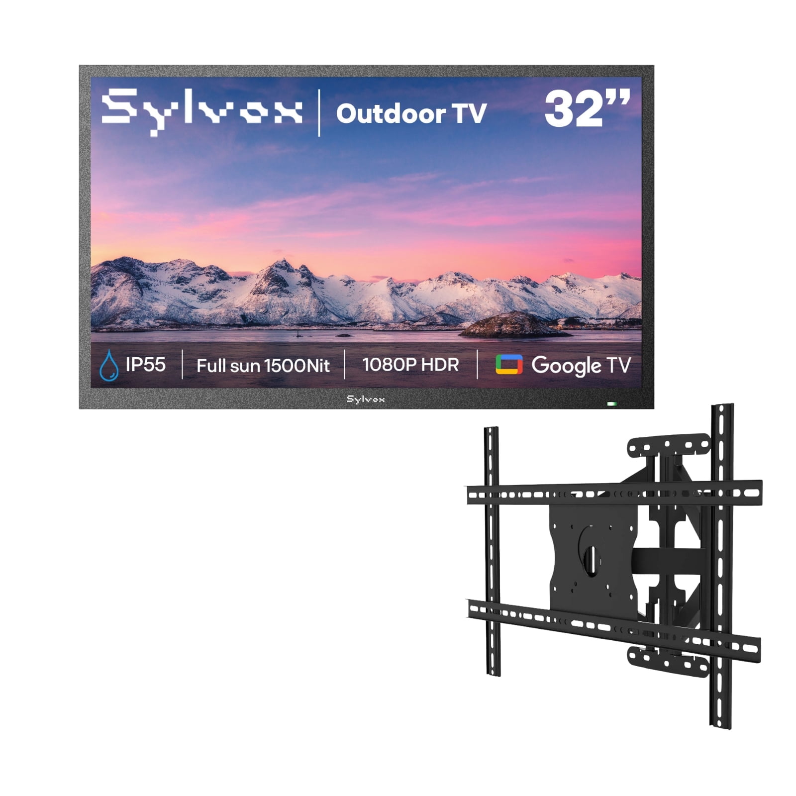 SYLVOX Outdoor TV With Wall Mount, 32" 2K 1500nits Smart Google TV, IP55 Waterproof TV for Full Sun (Pool SE NEW)