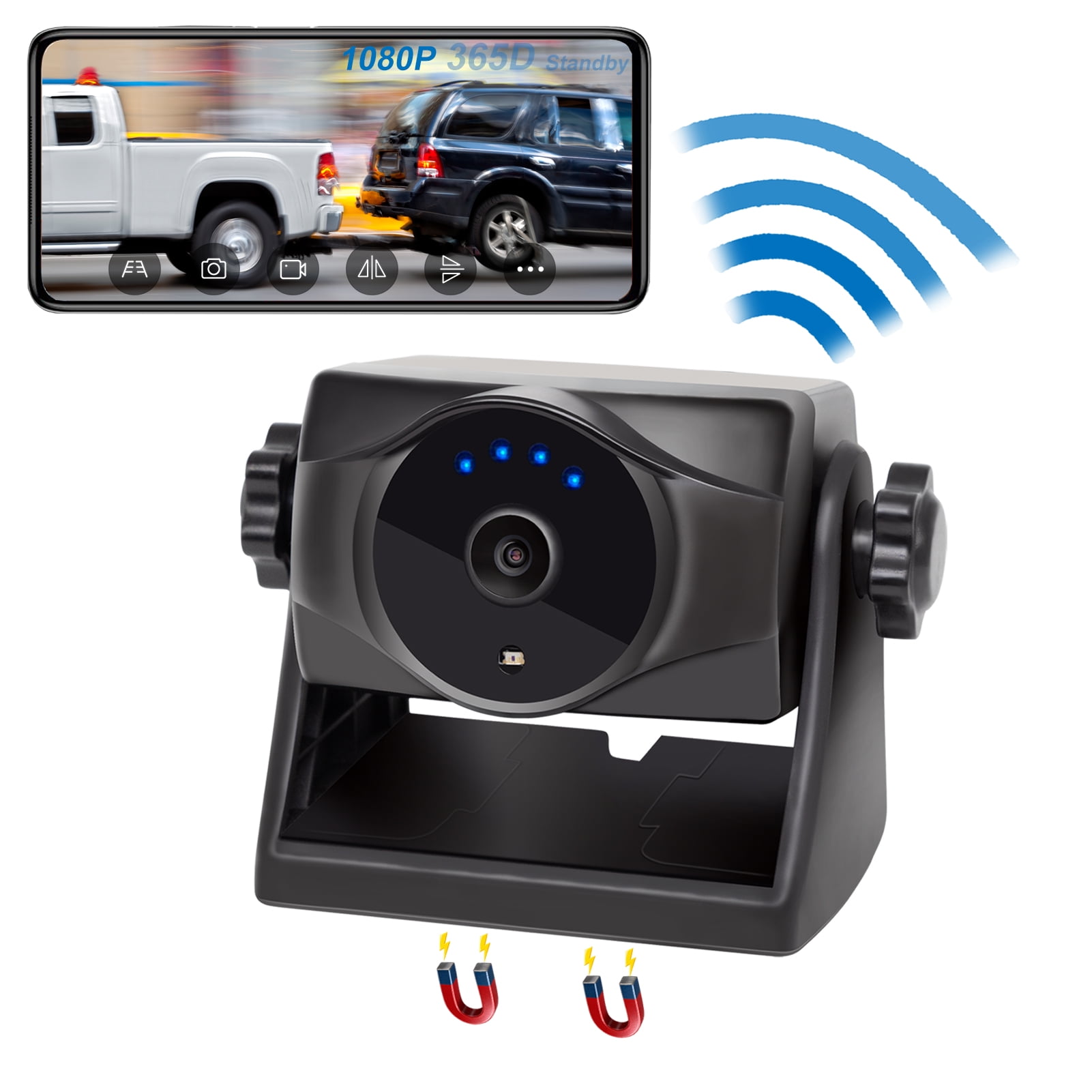 INSEETECH 1080P WiFi Magnetic Hitch Wireless Backup Camera,90 Days Standby Rechargeable Battery,Waterproof Rear/Front View Camera for Horse Boat Trailer Pickup Truck RV Camper Car iPhone iPad Android