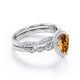 thumbnail image 4 of JeenMata Anillo de Compromiso Vintage de 1,5 Quilates con Citrino y Moissanita, Piedra Natal de Noviembre, Talla Pera: Conjunto Nupcial con Halo Pavé en Oro Blanco de 18 K sobre Plata, 4 of 6