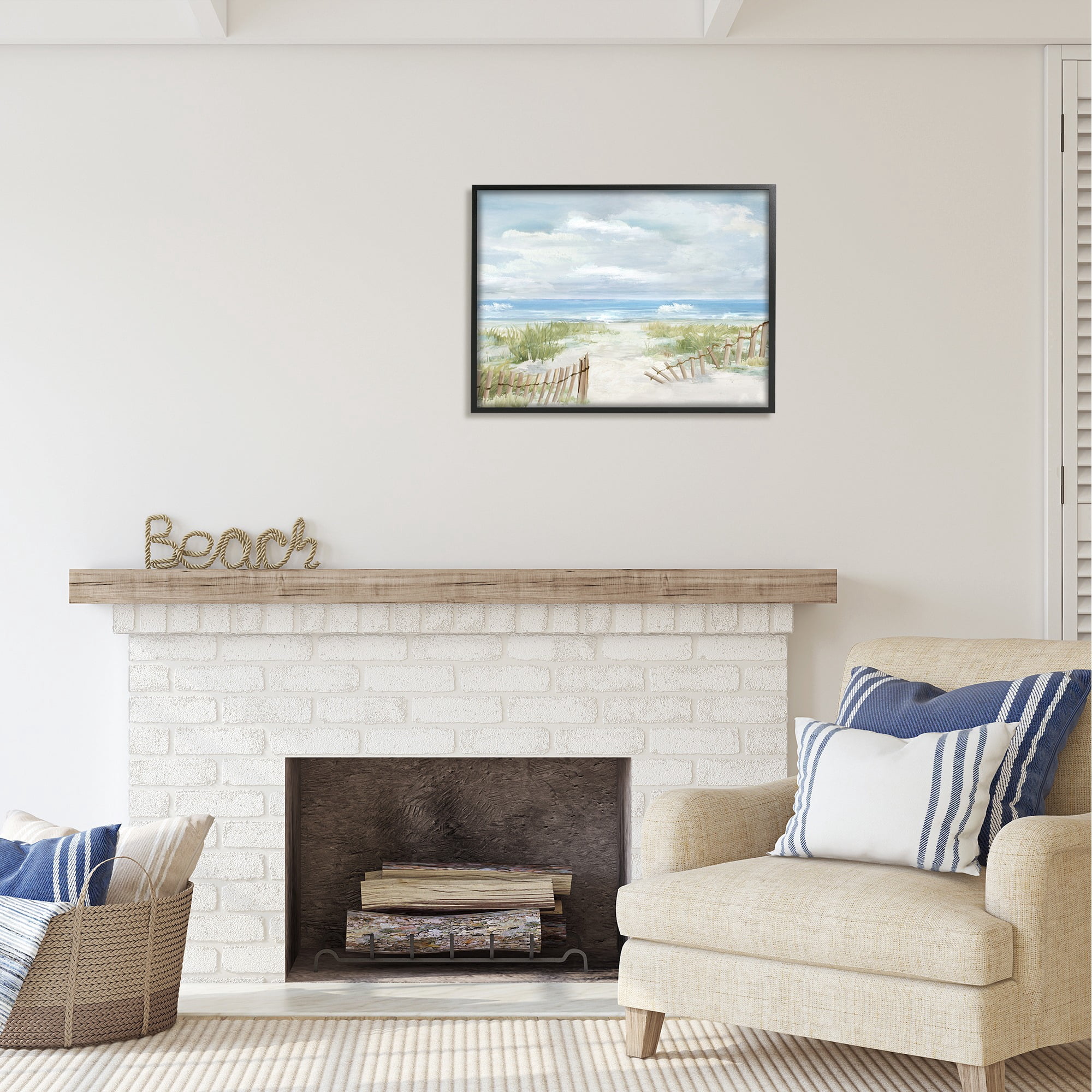 Stupell Industries On The Island Landscape Landscape Painting Black Framed Art Print Wall Art, 30 x 24