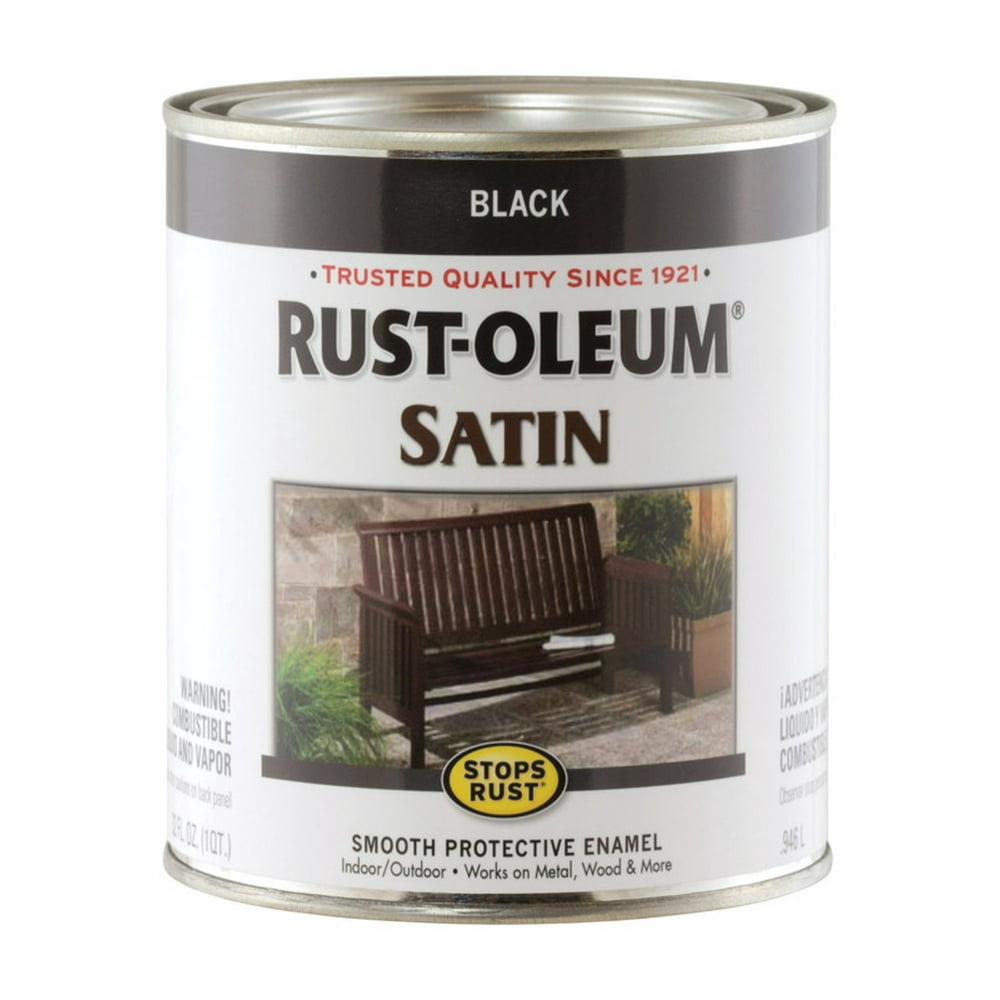 Rust-Oleum Metal Saver Paint Oil Base Exterior, Interior Satin Black 1 Black Oil Based Paint For Metal