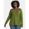 thumbnail image 2 of (3 Pack) Terra & Sky Women's Plus Size V-Neck Tee with Long Sleeves, Sizes 0X-5X, 2 of 8