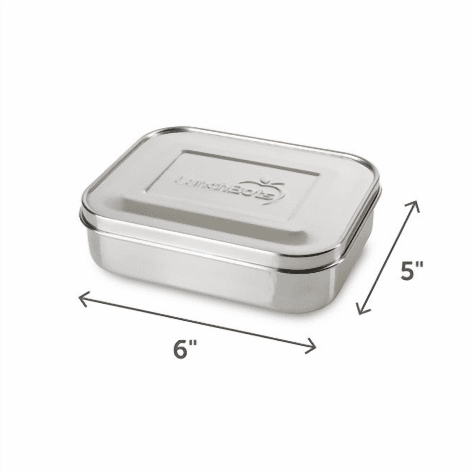 LunchBots Medium Uno Stainless Steel Sandwich Container - Open Design for Wraps - Salads or a Small Meal - Eco-Friendly - Dishwasher Safe - Stainless Steel Lid - Blue Dots