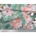 thumbnail image 2 of Soimoi Blue Cotton Jersey Fabric Leaves & Magnolia Floral Printed Craft Fabric by the Yard 58 Inch Wide, 2 of 5