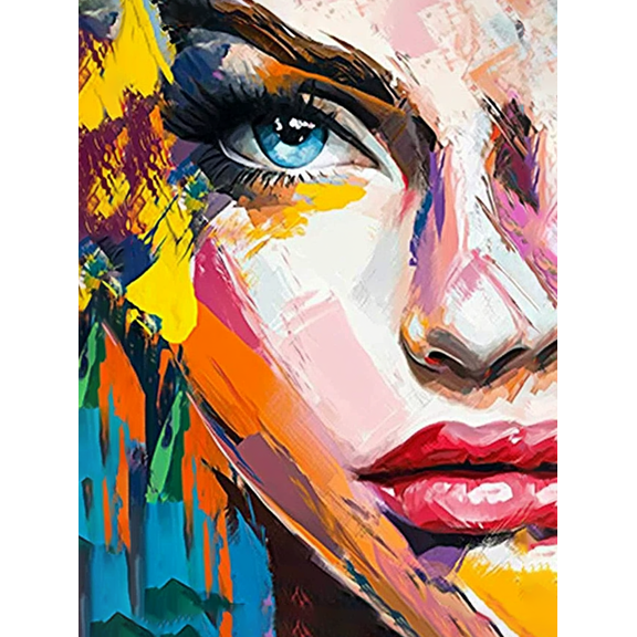 Abstract Colorful Woman Face Canvas Painting Wall Art for Living Room Bedroom Office Hotel Apartment Dorm