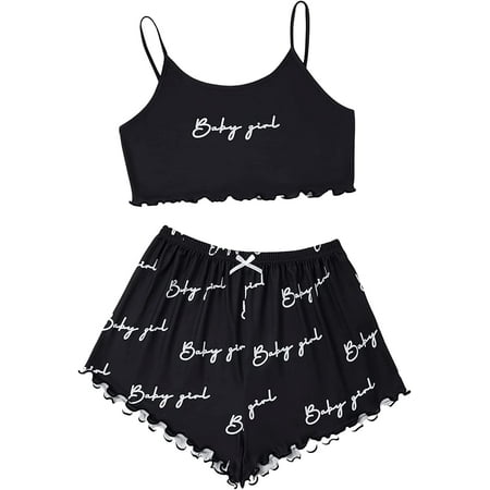 

SweatyRocks Women s Summer Strawberry Print Cami Top and Shorts Sleepwear Pajamas Set