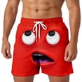 thumbnail image 3 of ibiyuan Mens Beach Shorts 3d Cartoon Smile Face Stretch Men's Board Shorts Drawstring Waist Mens Bathing Suits Novelty Beachwear, 3 of 5
